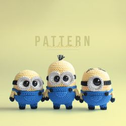 Crochet Pattern Minions, PDF PATTERN | Yellow Buddies Amigurumi, Minions Plushy, Bob, Kevin and Stuart