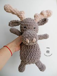 CROCHET PATTERN - Moose Lovey, Cute Moose Pattern, Crochet Animal Pattern, Crochet Plush Pattern, Amigurumi Tutorial