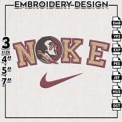Nike Florida State Seminoles Embroidery Designs, NCAA Embroidery Files, Florida State Seminoles,Machine Embroidery Files