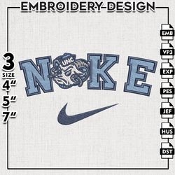 Nike North Carolina Tar Heels Embroidery Designs, NCAA Embroidery Files, North Carolina Machine Embroidery Files