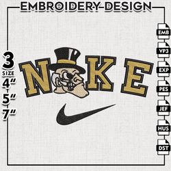 Nike Wake Forest Demon Deacons Embroidery Designs, NCAA Embroidery Files, Wake Forest Machine Embroidery Files