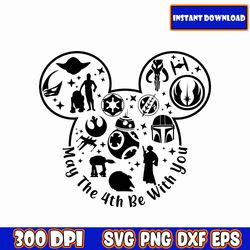 Mickey Head May The 4th Be With You PNG, Darth Vader Svg, Star Wars Png Family Trip 2023 Png, Vacay Mode png