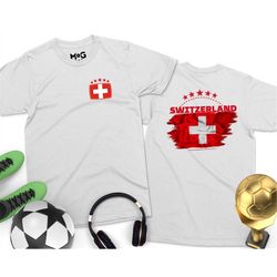 Switzerland Football T-shirt Schweizer Fuball Swiss Football Team Tourist Souvenir Unisex Memorabilia Gift Tee For Kids