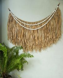 Hawaian seagrass wall hanging extra large | raffia wall hanging | farmhouse natural seagrass wall hanging