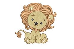 Adorable Lion Cub Embroidery Design: Perfect for Jungle-Themed Nurseries and Baby Shower Gifts, Cute Animal