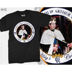 Coronation T Shirt, Young King Charles III Portrait, Royal Coronation Traditional Tudor Memorabilia Gift His Majesty the