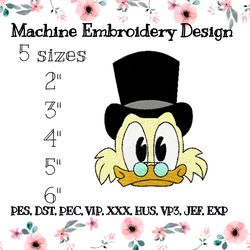 Scrooge McDuck Filled Stitch Embroidery Design