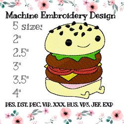 Embroidery design cheerful burger