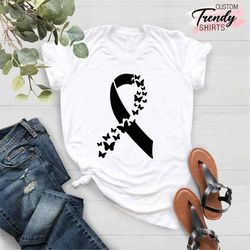Melanoma Shirt, Skin Cancer Awareness Shirt, Melanoma Ribbon, Melanoma Warrior Gift, Melanoma Survivor Shirt, Black Ribb