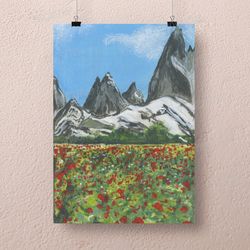 Mountains Landscape Art Print Original Painting Wall Decor