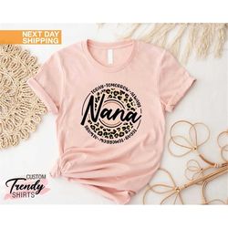 Nana Shirt, Leopard Nana Shirt, Nana Mothers Day Gift, Nana Gift Birthday, Mothers Day Shirt for Grandma, Mimi Gigi Shir