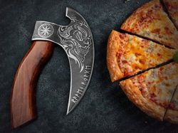 Pizza Axe Cutter Viking Handmade Steel Custom Carbon Hatchet Tomahawk, Gift item
