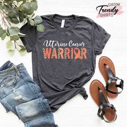 Uterine Cancer Warrior Shirt, Endometrial Cancer Awareness, Cancer Fighter Gifts, Peach Ribbon Shirt, Cancer Patient Gif