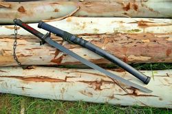 Handmade Katana - 1060 Steel Black Blade - Real Japanese Katana Samurai Swords With Black Scabbard