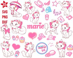 Disney Marie Aristocats svg, Marie cat pink bow svg png