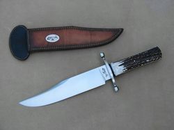 Custom Hand Forged D2 Steel 15 inch Bowie Hunting Knife With Stag Horn Handle.