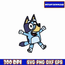 Jumping Bluey PNG SVG, Blue Dog Bundle, Dog Family Bundle, Bluey Bundle, Blue Dog SVG, Blue Dog PNG, Bluey SVG
