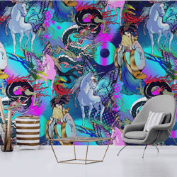 Charming Blue Cartoon Wallpaper Mural - A Playful Touch for Any Room