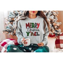 Christmas Sweatshirt,Christmas Sweater,Retro Vintage Christmas Tee,Merry Christmas Yall Shirt,Christmas Shirt,Christmas