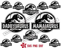 jurassic park family svg pack, Papasaurus family custom svg png
