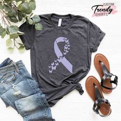 Esophageal Cancer Shirt, Stomach Cancer Shirt, Butterfly Periwinkle Ribbon Shirt, Cancer Support Shirt, Gastric Cancer S