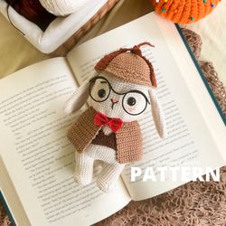 crochet Pattern Bunny, Detective Hopper Amigurumi Pattern, bunny pattern, rabbit Pdf, knit diy handmade pattern, gift