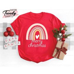 Merry Christmas Shirt, Rainbow Christmas T-shirt, Women's Christmas Shirts, Christmas Gifts for Women, Merry Shirt, Girl