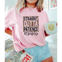 Straight Outta Patience Momlife, Leopard Print Mama Shirt, Personalized Mother's Day Gift, Mother's Crewneck, Retro Comf