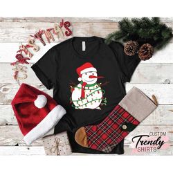 Christmas Snowman Shirt,Christmas Lights Shirt,Cute Christmas Gift,Family Matching Christmas Shirt,Winter Snowman Shirt,