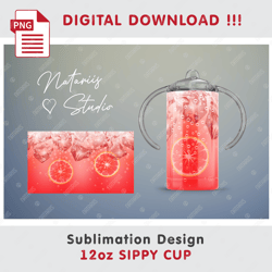 Realistic Red Soda Ice drink Sublimation Design - Seamless Sublimation Pattern - 12oz SIPPY CUP - Full Cup Wrap