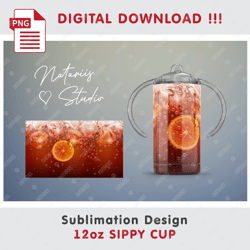 Realistic Cola Ice drink Sublimation Design - Seamless Sublimation Pattern - 12oz SIPPY CUP - Full Cup Wrap