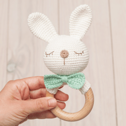 crochet rattle pattern, bunny teether pattern, amigurumi bunny rattle, teether pattern pdf