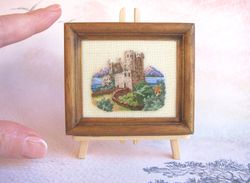 Embroidery kit for a miniature tapestry for a dollhouse "Castle by the Sea" in 1/12 scale