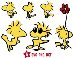 yellow bird svg, Snoopy svg, Charlie Brown svg, Woodstock svg png
