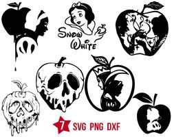 Disney Princess Snow White svg, Poisoned Apple svg, Seven Dwarfs svg png