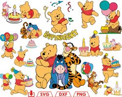 Winnie The Pooh birthday svg, Tigger svg, Piglet svg png