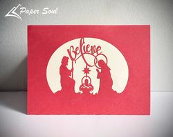Nativity scene pop-up card template | Pop-up Nativity card SVG | 3D nativity scene SVG | Christmas card SVG | papercraft