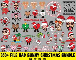 350 file bad bunny christmas bundle svg, Digital Download