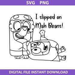I Slipped On My Beans Outline Svg, Bluey Janet and Rita Svg, Bluey Svg, Cartoon Svg, Png Digital File