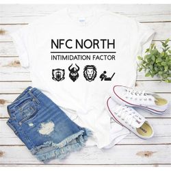 Funny NFC North Intimidation Factor T-Shirt | Hoodie | Sweatshirt | Raglan Baseball Shirt - Vikings - Packers - Bears -