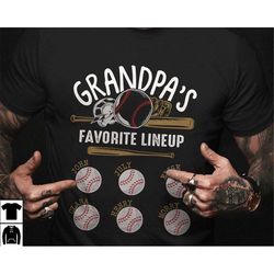 personalized baseball grandpa shirt with grandkids names, custom grandpa baseball gift, grandpa birthday gift, grandpa's