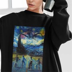 Van Gogh Inspired Stranger Things Sweatshirt/ Stranger Things Hoodies/ Comfort Outfit Unisex sweatshirt / Fan Art Gift