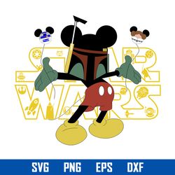Mickey Head Boba Fett Svg, Disney Star Wars Svg, Star Wars Svg, Png Dxf Eps Digital File