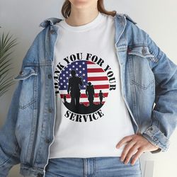 Patriotic Memorial Day Shirt, Thank You For Your Service Shirt, Vintage Us Flag Veteran Thank You Shirt