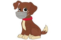 Puppy with Face Mask Embroidery Design: Cute and Protective Designs for Your Projects, Cute Animal