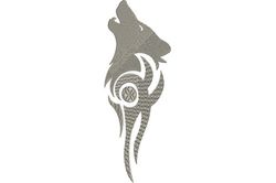 Beautiful Howling Wolf Embossed Embroidery Design, Cute Animal