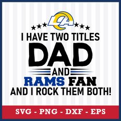 I Have Two Title Dad And Los Angeles Rams Fan And I Rock Them Both Svg, Los Angeles Rams NFL Svg Digital File