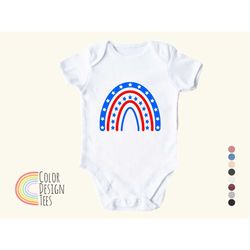 american flag rainbow onesie , baby 4th of july outfit, baby usa romper, usa onesie, patriotic baby clothes, memorial da