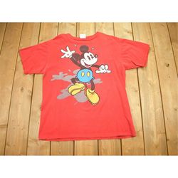 Vintage 1990s Disney's Mickey Mouse T-Shirt /  Cartoon Character Graphic / 80s / 90s / Streetwear / Retro Style / Movie