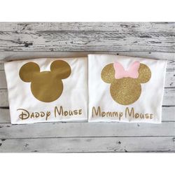 Pink and Gold Mommy and Daddy Shirts, Mickey and Minnie Daddy and Mommy Shirts, Disney Trip 2023 Disney Shirts for Mom a